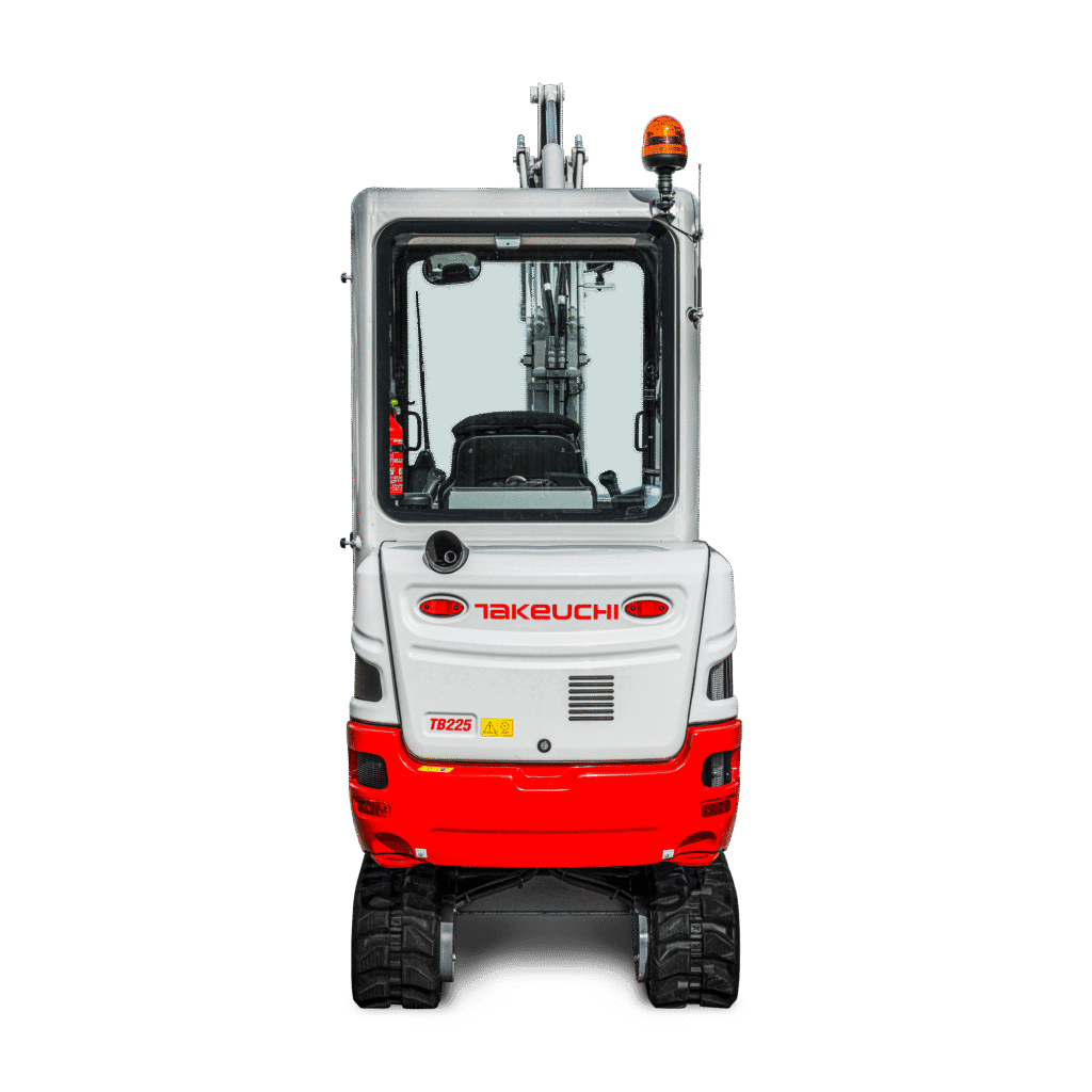 Achterzijde van een Takeuchi TB225