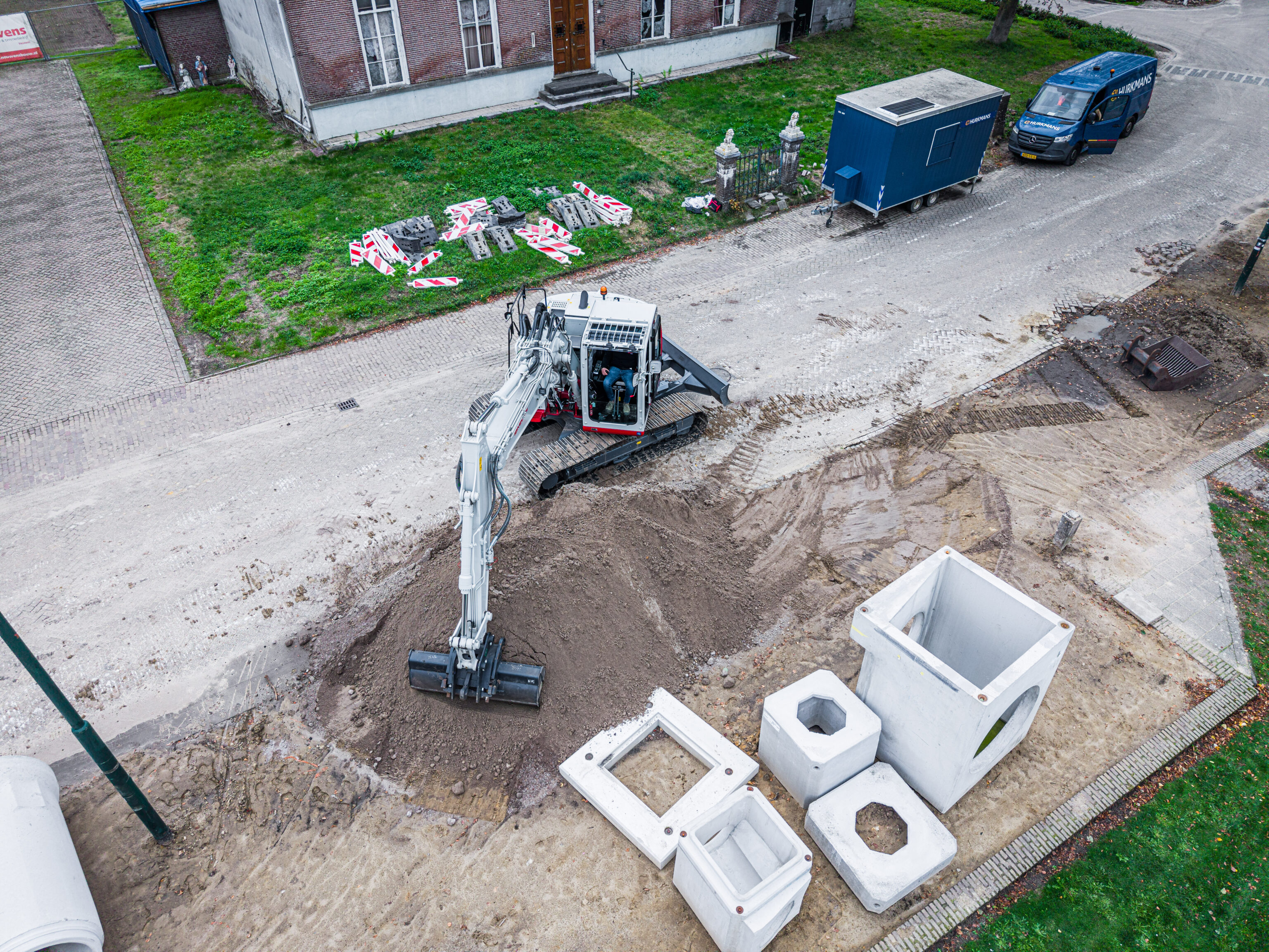 takeuchi tb3150r two piece boom drone shot